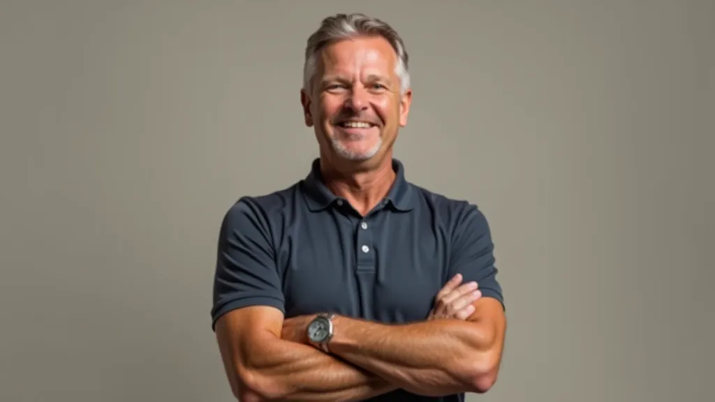 Portrait of fitness coach with arms crossed confidently indoors at training facility, professional athletic wear, portrait from chest up, even studio lighting, sharp focus, NO text